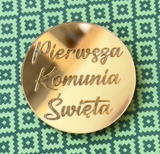 Prvé sväté prijímanie Dekor Plexisklo kruh zlaté zrkadlo 5cm