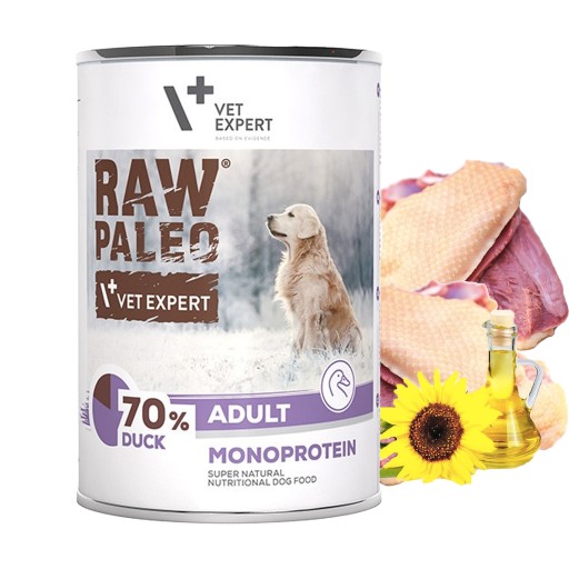 RAW PALEO Mono mokré krmivo pre psov Kačica 400g