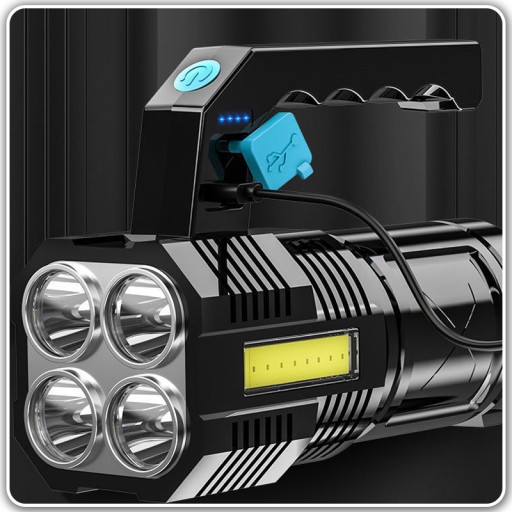 Multifunkčná, nabíjateľná LED baterka, svetlomet, USB NABÍJACIE