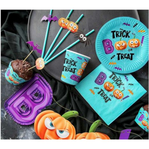 HALLOWEEN papierové poháre, tekvice TRICK OR TEAT