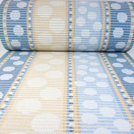 Kúpeľňová predložka STRIPES CIRCLES béžová modrá protišmyková