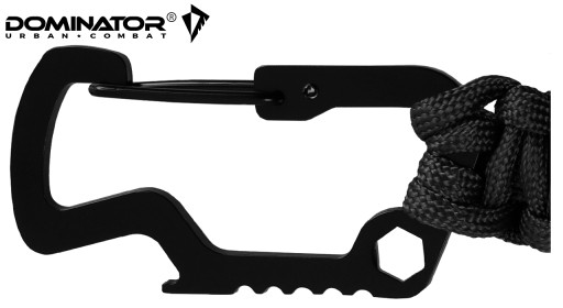 PRSTEŇ NA KĽÚČENKU DOMINATOR PARACORD CRABINER, ČIERNA