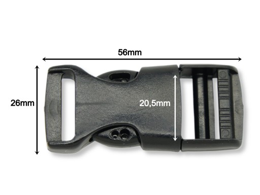 Plastová zaskakovacia spona 20 mm: Sada 5 ks
