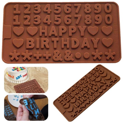 Silikónová forma na sviečky, vosk, odlievanie mydla, sadra, živica HAPPY BIRTHDAY