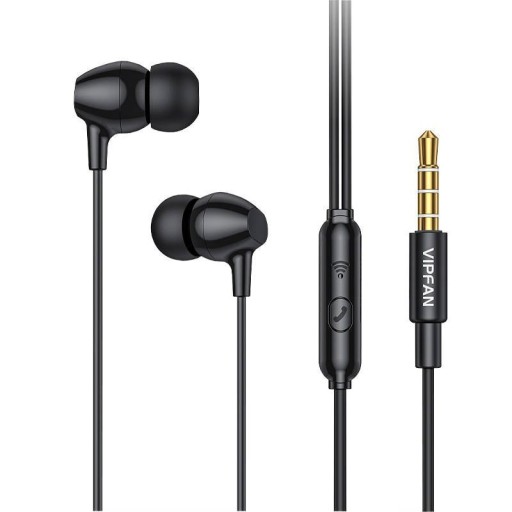 Slúchadlá do uší Vipfan Káblový 3,5 mm jack s mikrofónom a diaľkovým ovládaním