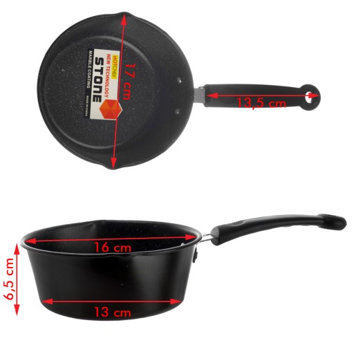 OCEĽOVÁ BEZPEČNOSTNÁ NÁDOBA 16 CM S NEPRIĽNAVÝM POVLAKOM 800 ML PLYNOINDUCKÁ ČIERNA
