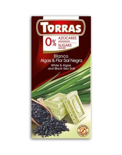 BIELA ČOKOLÁDA BEZ CUKRU S RIASMI 75G TORRAS