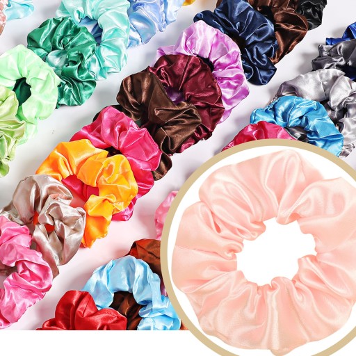 SATIN scrunchies gumička do vlasov, ružová, BEZPEČNÁ, lesklá, KOMFORTNÁ