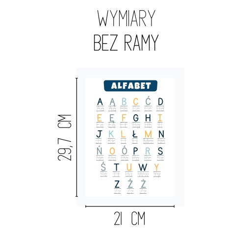 VZDELÁVACÍ PLAGÁT POĽSKÁ ABECEDA PRE DETI NÁSTENNÝ OBRAZ DO IZBY A4