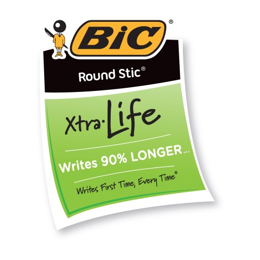 Strieborné BIC Round Stic Medium klasické guľôčkové pero, čierny atrament 1,0 mm, 10 kusov