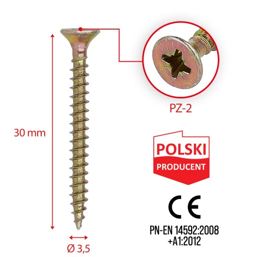 TEPOVANÉ SKRUTKY NA DREVENÉ OKNÁ, KUŽEĽOVÉ, 3,5X30