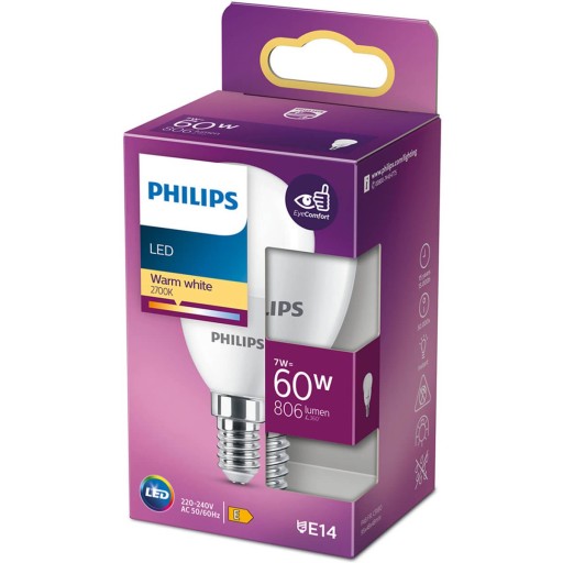 E14 P48 LED žiarovka 7W = 60W 806lm 2700K PHILIPS