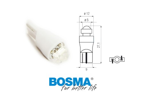 Bosma žiarovka 12V 1xLed T10 biela 6000K Diamond 2 kusy