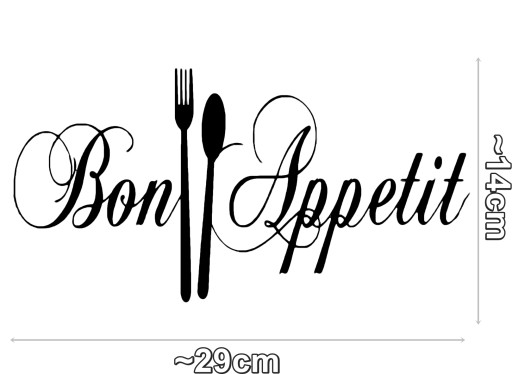 Malá čierna nálepka na stenu do kuchyne jedáleň BON APPETIT