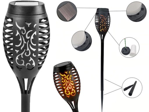 Solárna lampa POCHODNIA plameňový efekt 12 LED P-200