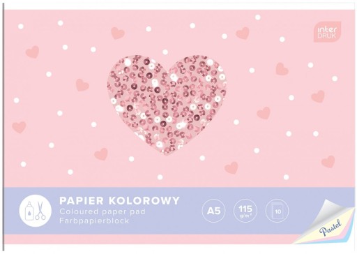 KNIHA FAREBNÉHO PAPIERA A5 10 PASTELOVÝCH VÝTLAČOV