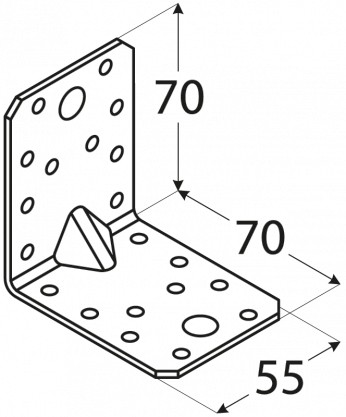 KP4 TESÁRSKA UHLOVÁ SPOJKA S RAZÍM 70x70x55x2,5 10ks DOMAX