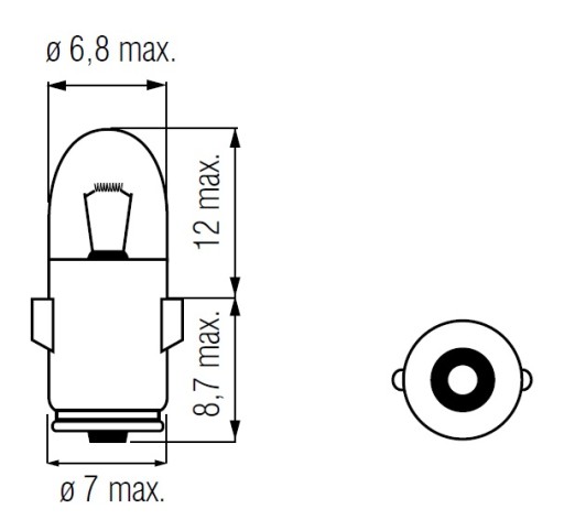 12V 0,6W BA7S Bosma žiarovka s T3W indikátormi