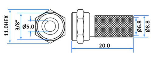 F 75Ohm skrutkovacia zástrčka antény 6,8/20mm 10 ks