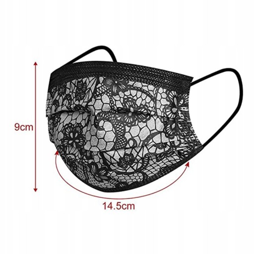 10 KS LACE BLACK MASK OCHRANNÁ MASKA