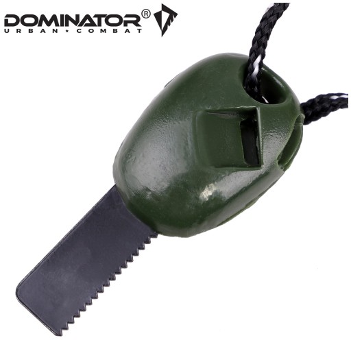 Turistický magnéziový zapaľovač malý kľúčik DOMINATOR KOMPAS PÍSKAL Olivový