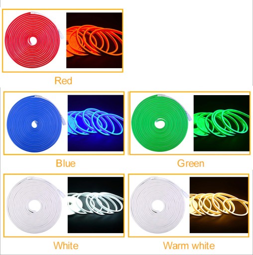 NEON flex LED pás IP68 230V 8x16mm 8W studená 1m