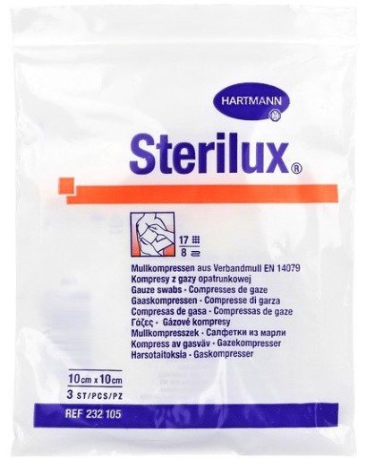 HARTMANN Sterilux 10x10cm 3x1ks. neplodný 17-n 8-in