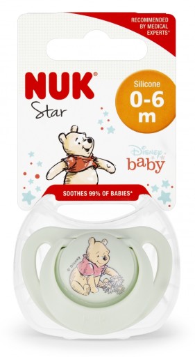 NUK Silikónový cumlík 0-6m Star Macko Pú