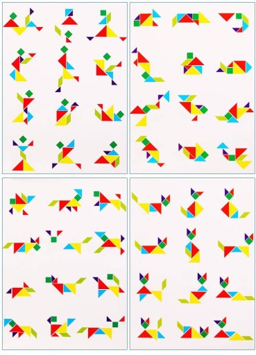 Kniha Tangram Drevené puzzle Magnetické bloky Montessori EDU