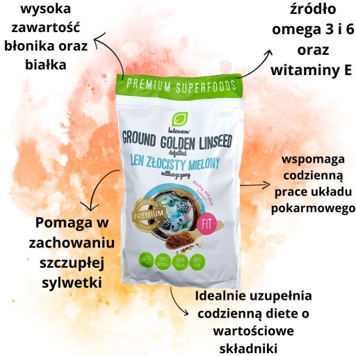 Zlaté mleté ľanové semienko, odtučnené Intenson 200 g, zdroj omega 3 a 6