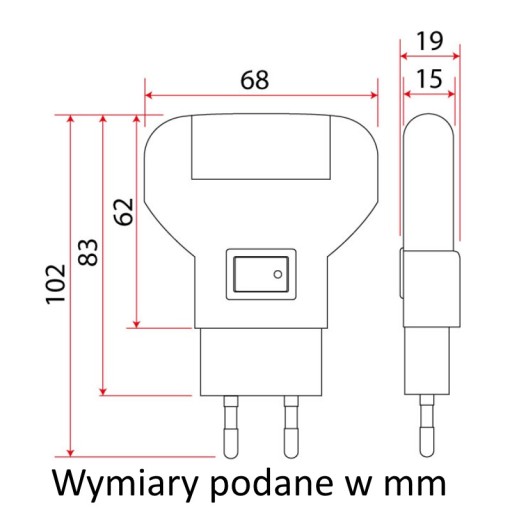 MINI LED NOČNÁ LAMPA DO ZÁSUVKY S 1W VYPÍNAČOM