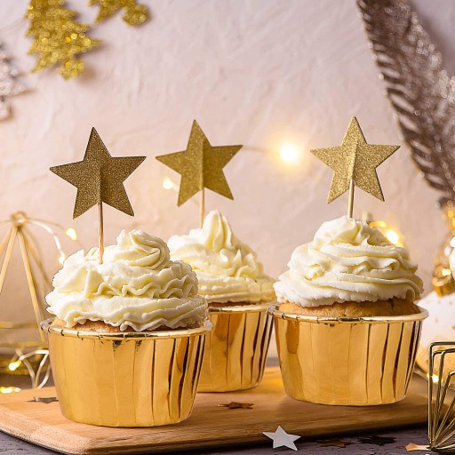 Zlaté košíčky na muffiny na pečenie, 10 ks, silné