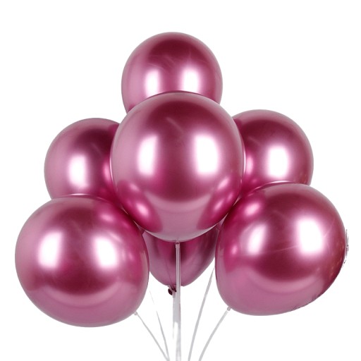 Lesklé lesklé ružové FUCHSIA metalické chrómové balóny - 10 ks