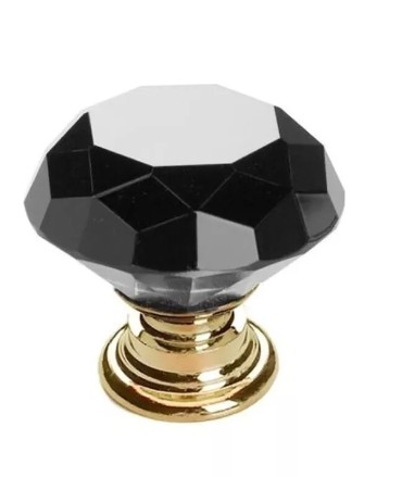 KRYŠTÁLOVÝ GOMBÍK 30mm Čierny+zlatý KRYŠTÁL