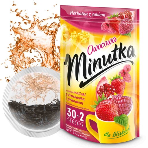 Express Ovocný čaj so šťavou Malina Jahoda Granátové jablko 32 T. Minutka