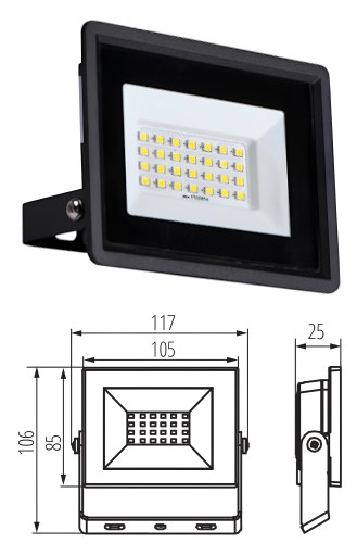 Halogénové LED svetlomet Miledo GRUN Neutral White 20W 1700 lm 4000K IP65