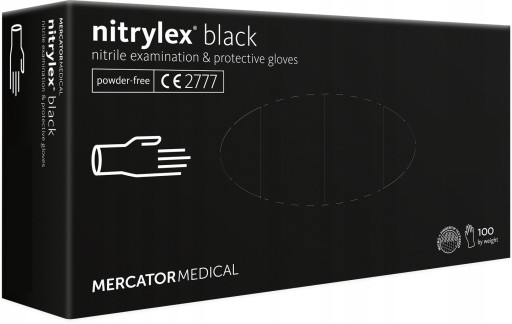 RUKAVICE NITRILOVÉ BEZ PÚDROVÉ RUKAVICE ČIERNA MERCATOR NITRYLEX 100 ks XS