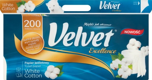 VELVET EXCELLENCE TOALETNÝ PAPIER 8KS BIELY ELEG
