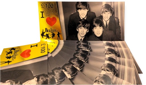 Jedinečný darček zberateľských bankoviek s pozlátenými bankovkami THE BEATLES