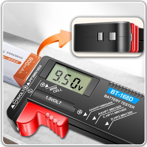 DIGITÁLNY TESTER BATERIE METER LCD VOLTMETER AA AAA C D 9V