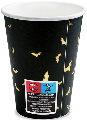 HRNČKY čierne so zlatými BATKY na HALLOWEEN Sv. Ondreja 220ml 6 ks