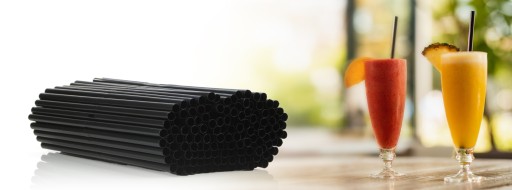 Hrubé plastové slamky, čierne, 240 mm x 7 mm, 500 kusov