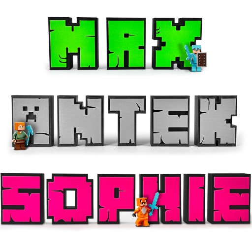 KAJAWIS Stojace písmená L 3D písmená v štýle Minecraft dekorácie MENO 1 ks