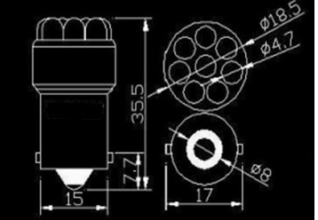BA15S LED žiarovka R10W R5W P5W BIELA 24V