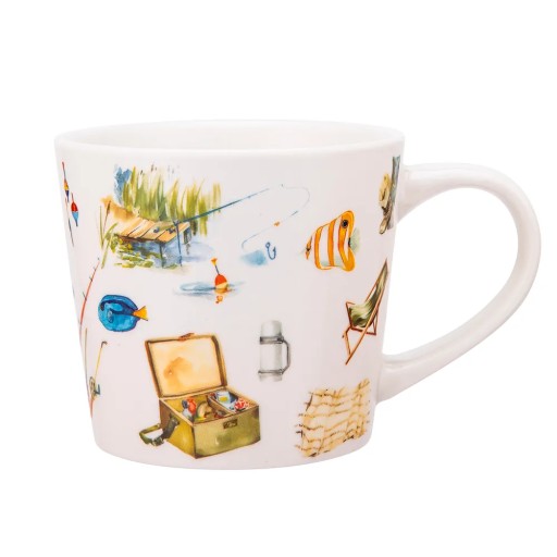 Veľký porcelánový hrnček na kávu, darček pre rybára, Altom Design, 400 ml