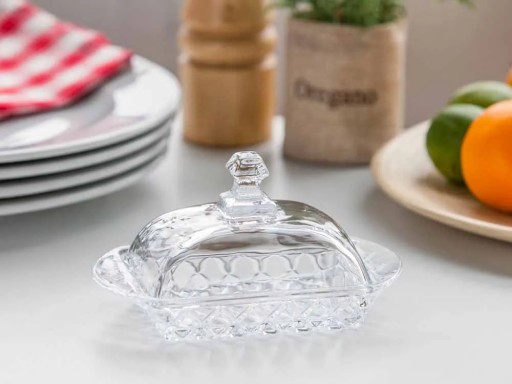 Sklenená nádoba na maslo, elegantná nádoba na maslo Altom Design Karo