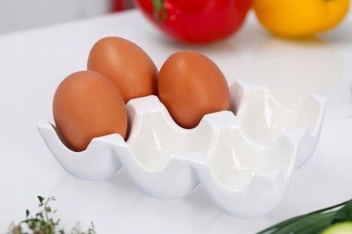KONTAJNER NA VAJCIA organizér na chladničku box porcelánový podnos na vajíčka 6x