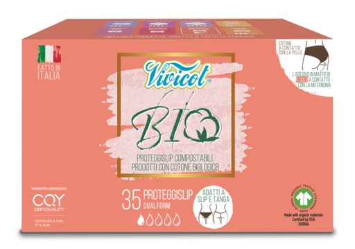 Hygienické vložky DUALFORM, organická bavlna, kompost, 35 ks. VIVICOT BIO