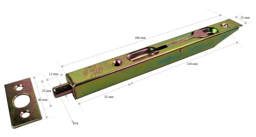 Predná závora, západka dverí 160 mm, pozink