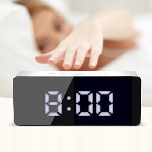 BUDÍK ELEKTRONICKÉ HODINY TEPLOMER ZRKADLO LED ZRKADLOVÉ HODINKY
